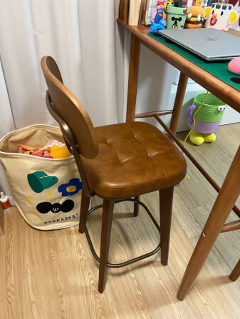 เก้าอี้บาร์ MY DOLLS HOUSE COCO 65 ซม. สีไม้เข้ม เบาะสีน้ำตาล_2